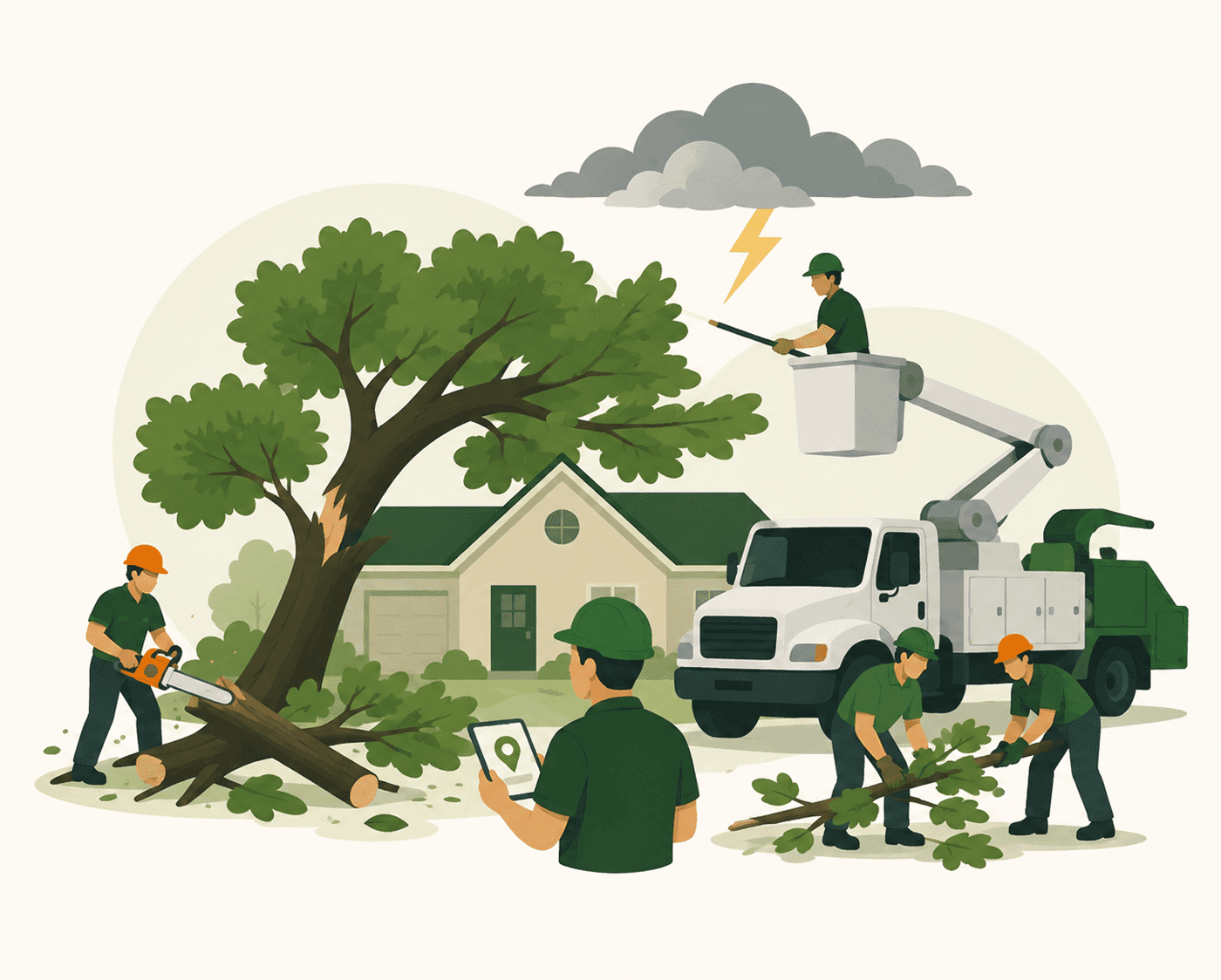 Storm damage cleanup crew assembled through Treelign